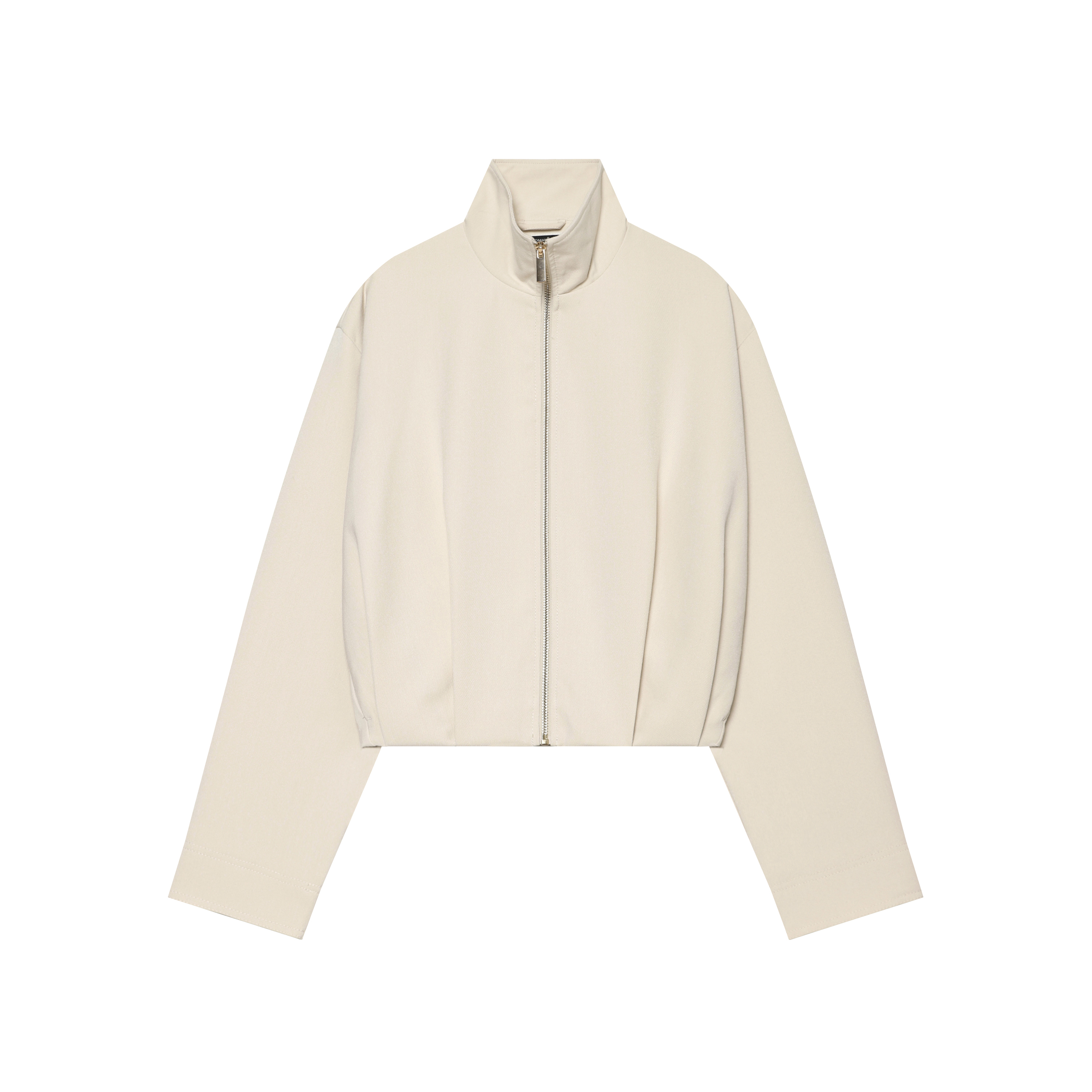 BSAY Streetwear – Blouson bomber court uni pour femme, col montant, fermeture éclair, épaules tombantes, manches longues, coupe ample, style Y2K, décontracté
