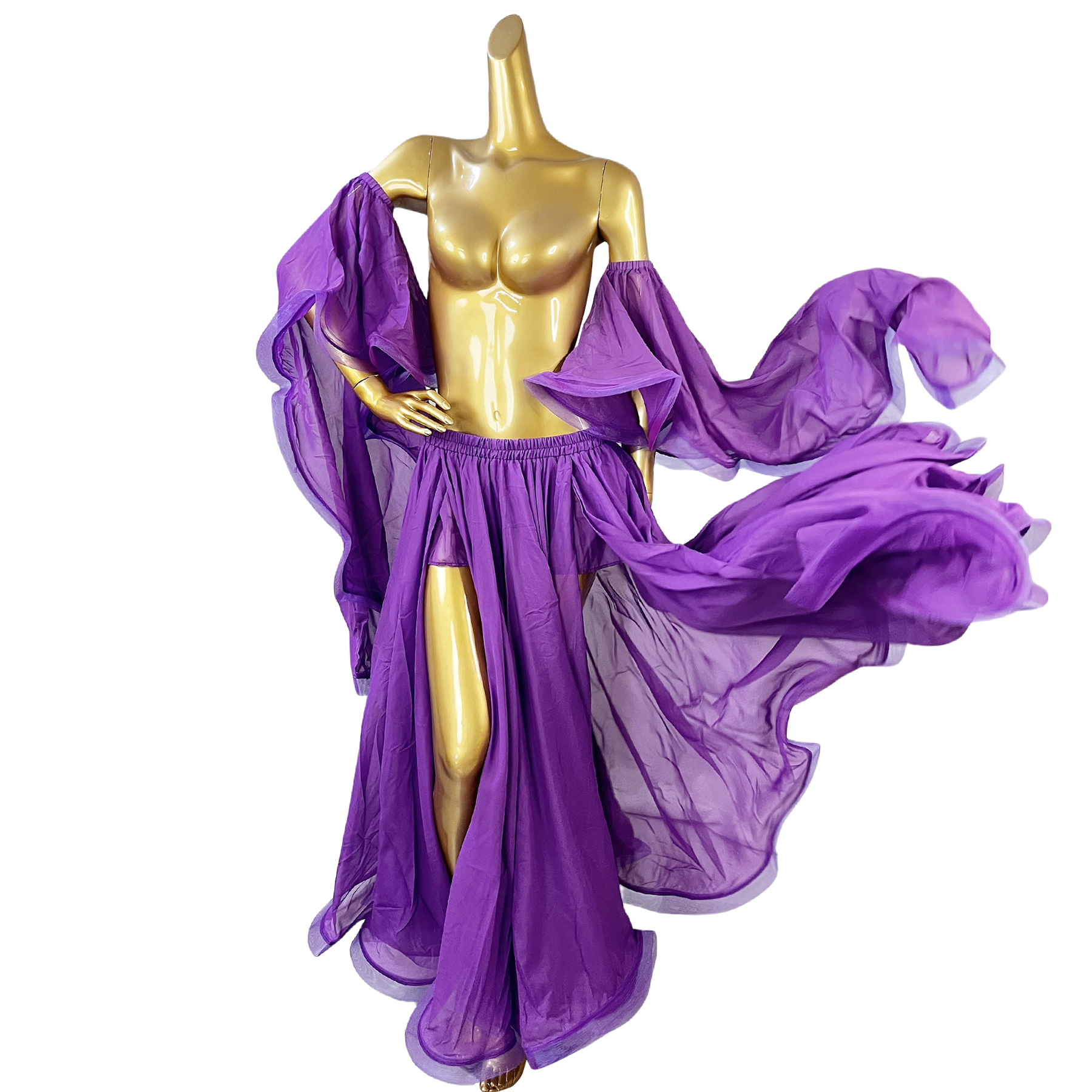 Costume de brevdu Ventre en Mousseline de Soie pour Femme, Brassard, Manches, Jupe, Robe, Accessoire de Performance, Vente en Gros