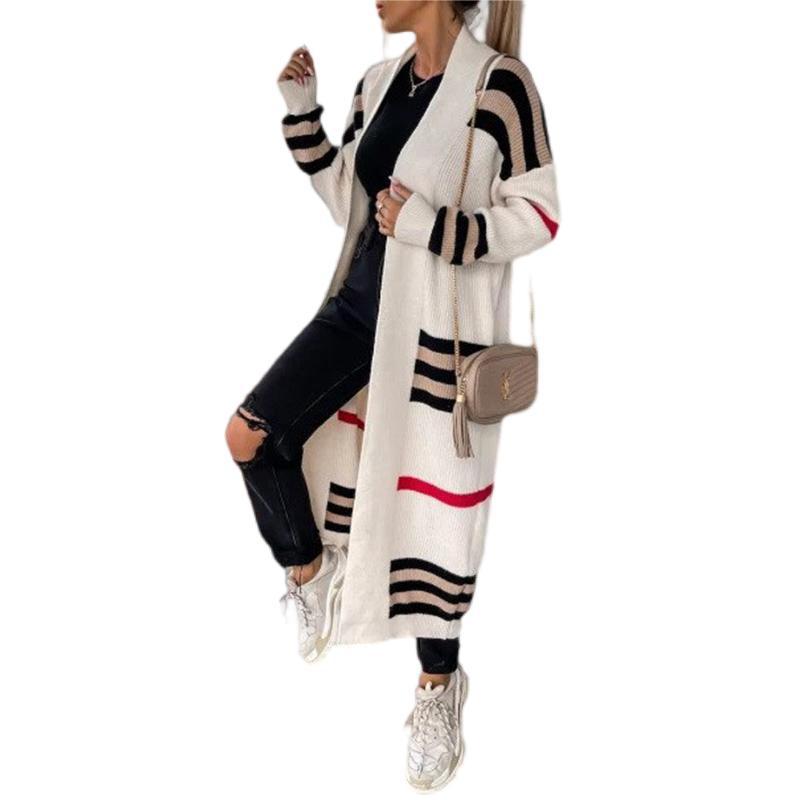 Cardigan Long imprimé pour femmes, vêtements d'automne et d'hiver, tricot, vêtements d'extérieur amples, pull doux, manteau, Streetwear, à la mode, nouvelle collection 2025