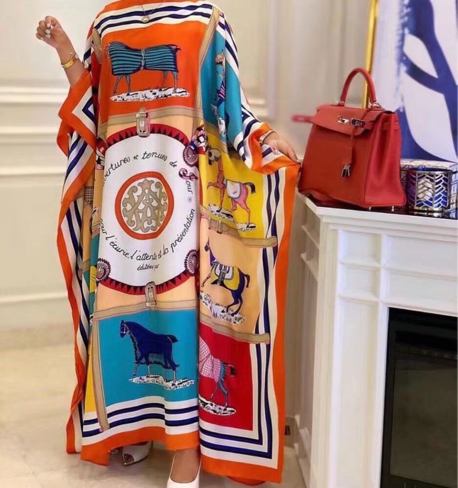 Kuwait exclusif 130 cm * 130 cm femmes Sexy Boho été décontracté en mousseline de soie florale soirée plage longue robe Maxi