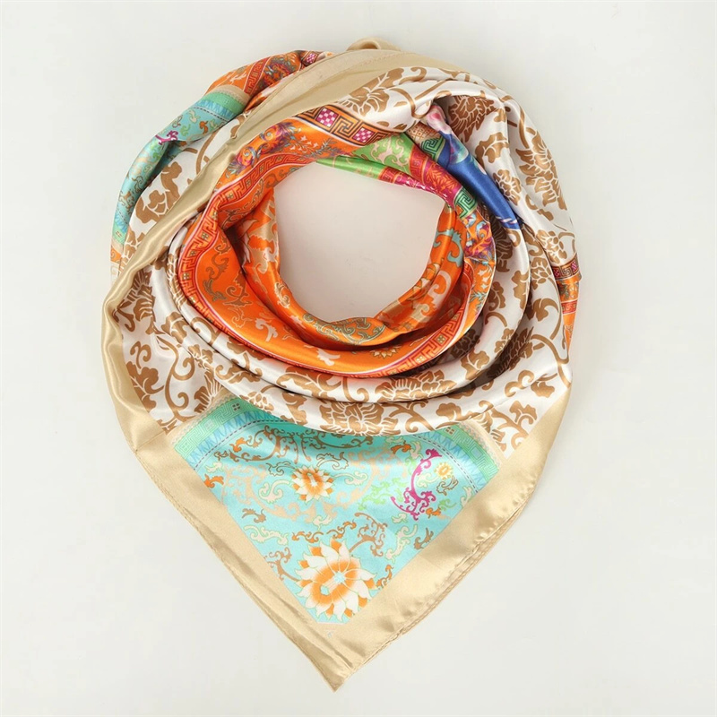 Hip Hop Hijab écharpe femmes imprimer Foulard carré Satin soie foulards châles et enveloppes dame Pashmina Bandana 2024