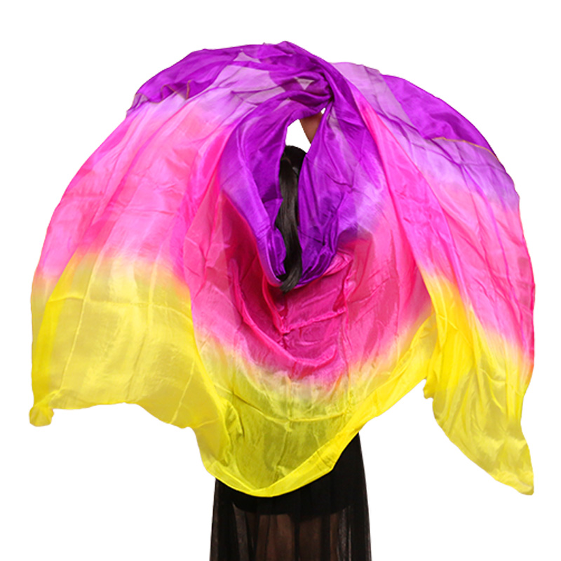 100% véritable voile de soie châle femmes écharpe accessoire de Costume personnalisé à la main teint voile de soie danse du ventre pur naturel voile accessoires