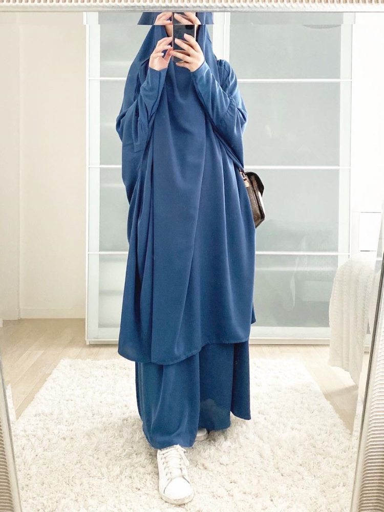 Eid femmes longue Khimar 2 pièces ensemble vêtement de prière Djellaba Abaya musulman Ramadan robe dubaï arabe islamique Niqab Burka Jubah Jilbab