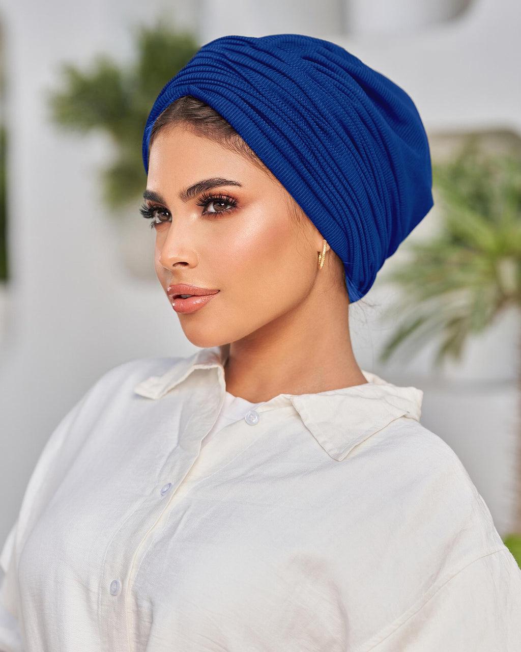 Foulard fileté de couleur unie, conception enveloppée d'une haute élasticité, adapté à diverses circonférences de tête
