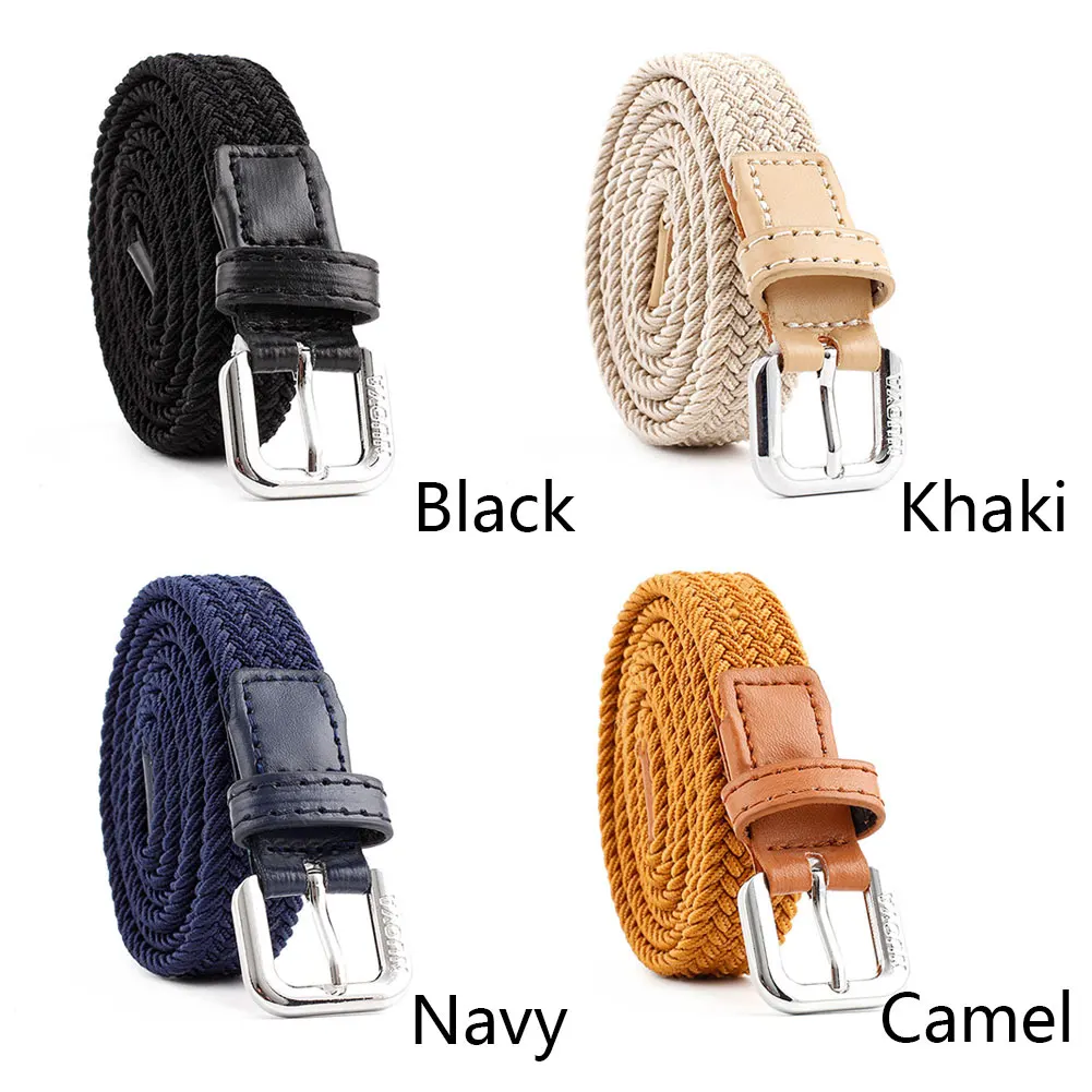 Hommes femmes décontracté tricoté boucle ardillon ceinture tissé toile élastique extensible tressé Stretch ceintures plaine sangle sangle