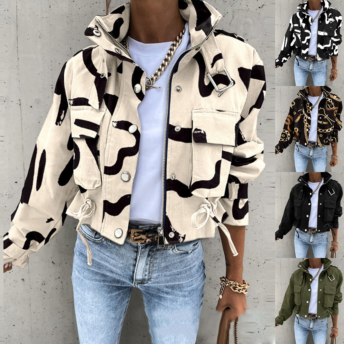 Femme veste vêtements Streetwear automne et hiver élégant mince col rond solide poche bouton conception à manches longues vêtements de travail manteaux