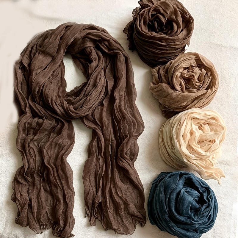 Écharpe en coton et lin tendance, vintage, décontractée, chaude, pour le cou, châle doux pour femme, écharpe respirante et douce.