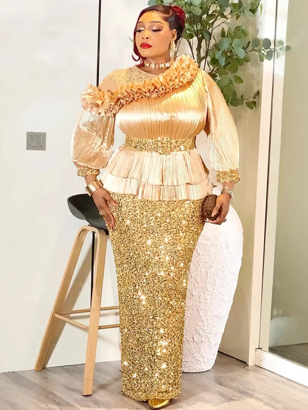Robes Africaines de Luxe pour Femmes, Dashiki à Paillettes et Volants, Robes Longues pour Mariage, Fête, Anniversaire, Soirée, Collection 2026, Vêtements Africains