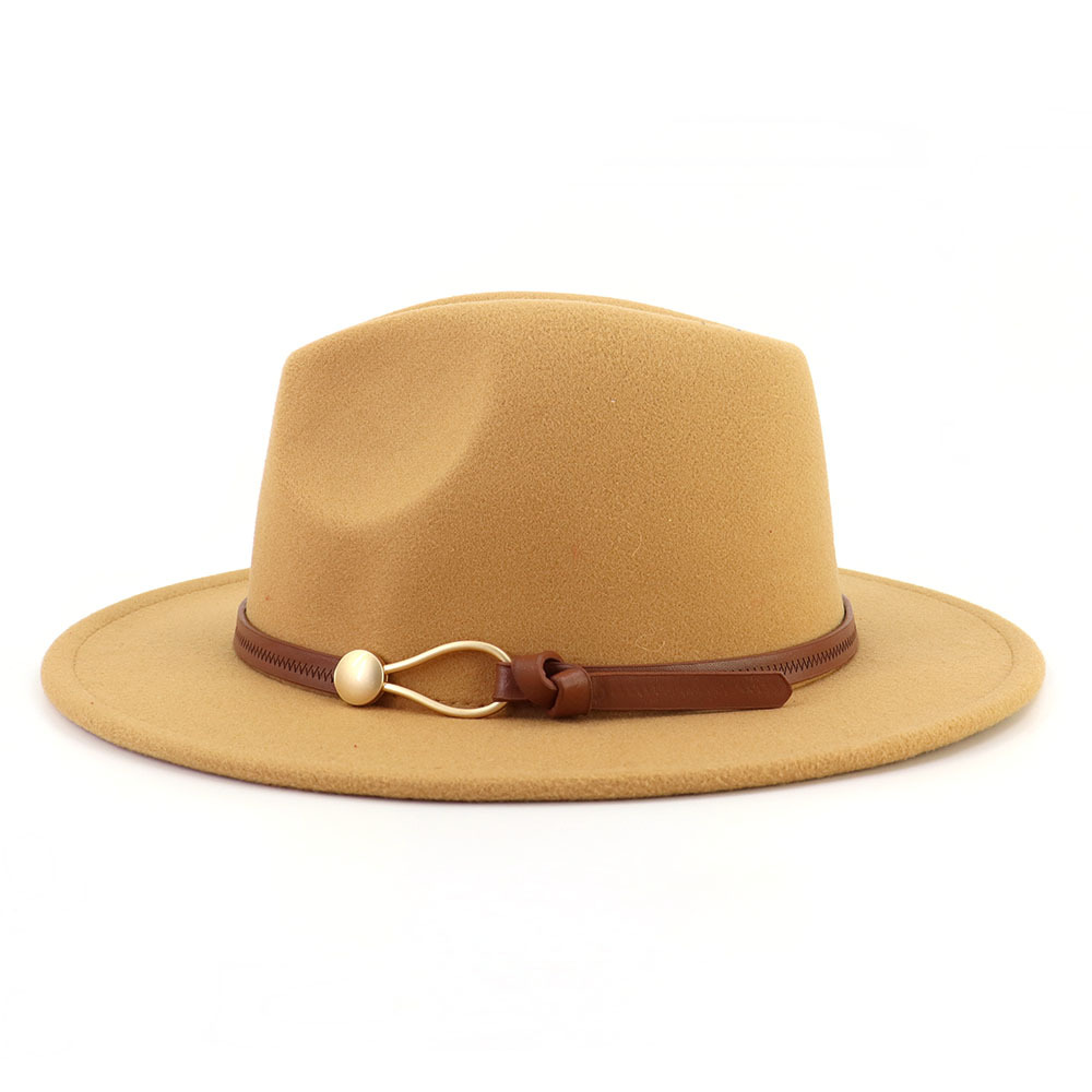 Nouveau marron boucle de ceinture Jazz Fedora chapeau automne hiver femmes hommes fête église haut-de-forme à large bord chapeau de soleil feutre Panama casquette