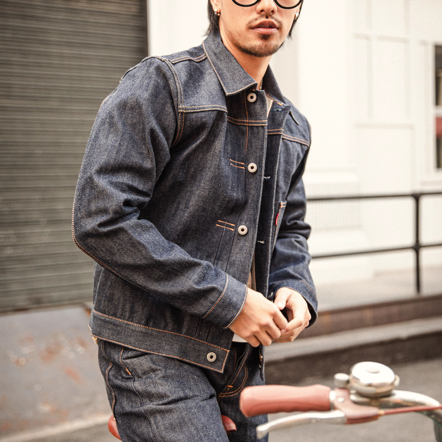 Veste en jean rouge Tornado 506XX, chemisier en jean à lisière de type 1 de style décontracté américain