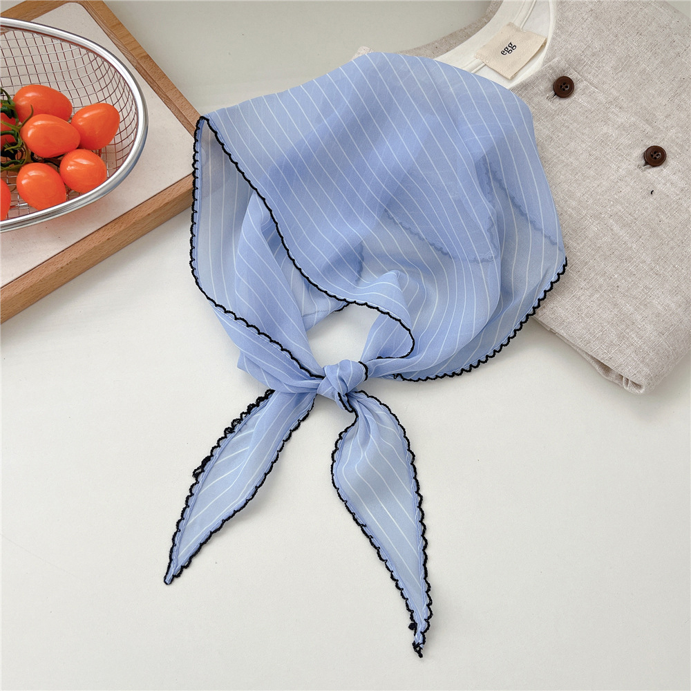 Doux à pois Triangle foulard femmes rayé dentelle cou écharpe bandeau coréen pastorale bandeau été crème solaire cheveux écharpe