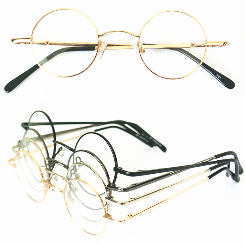 Petites montures de lunettes rondes vintage des années 60, lunettes RX, lunettes avec lentilles transparentes personnalisées, charnières à ressort, myopie, 38mm