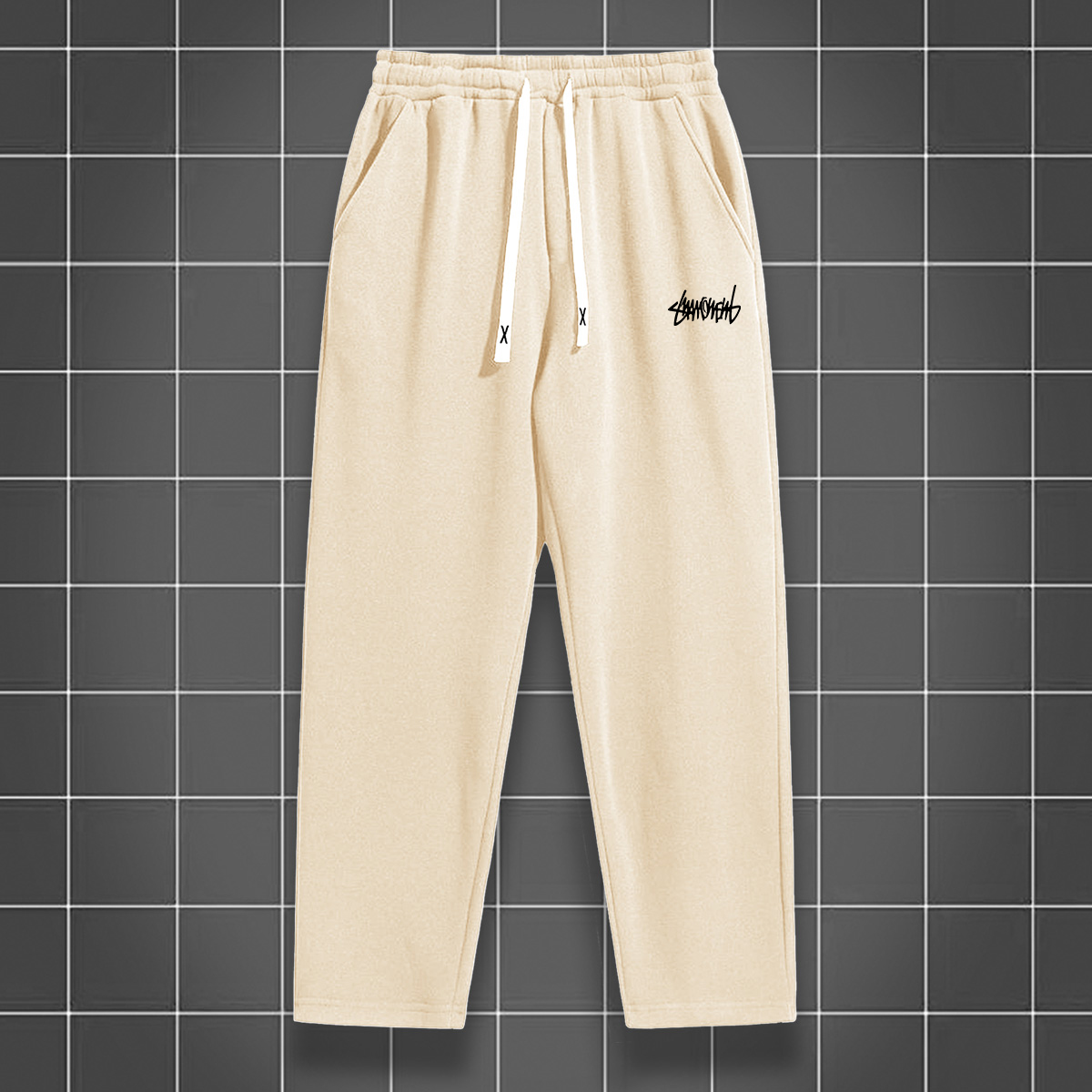 Pantalon de jogging à jambe droite de couleur unie pour hommes, adapté aux sports décontractés tels que la course, la salle de sport et les activités de plein air
