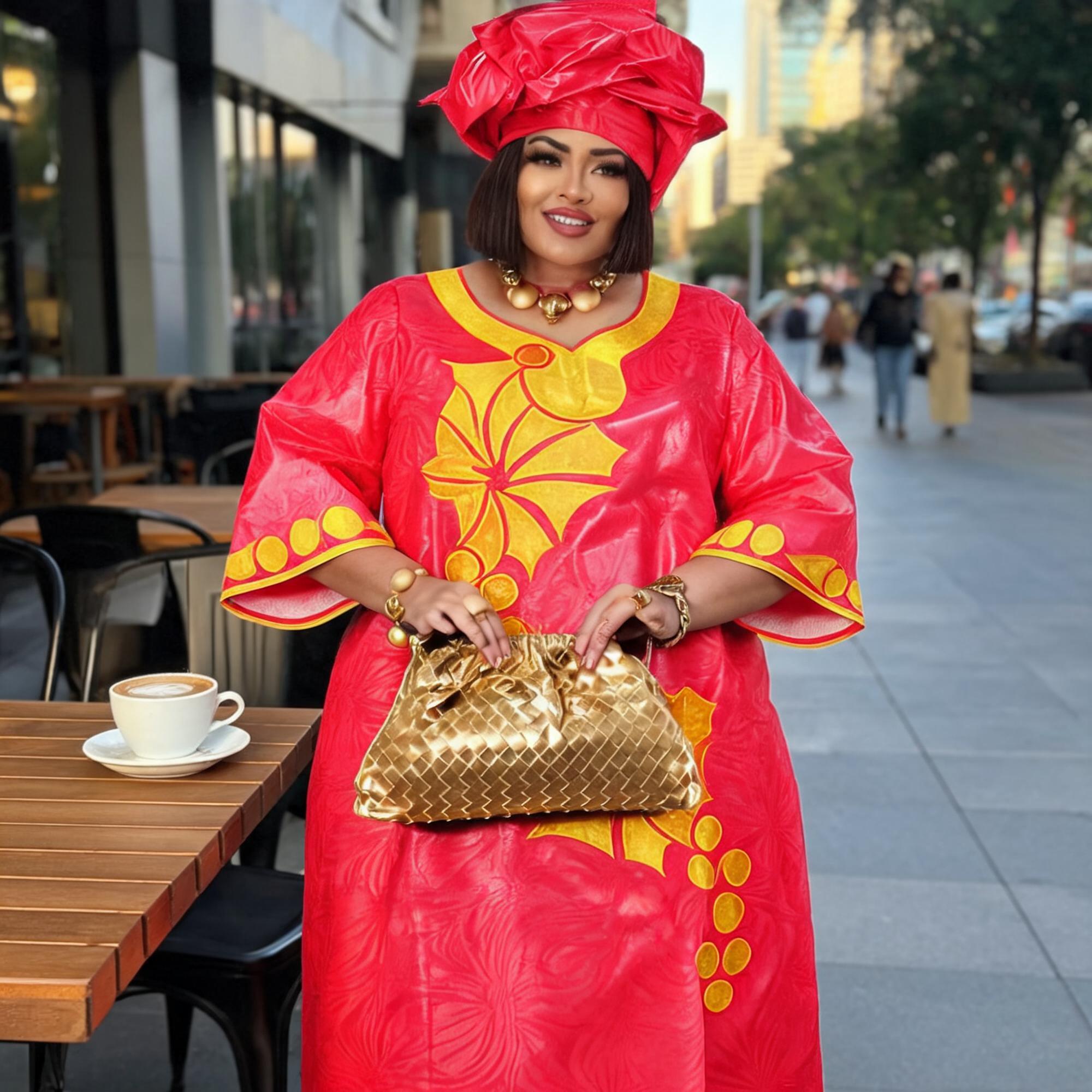Robes africaines pour femmes grande taille, robe longue avec écharpe, design brodé Bazin Riche