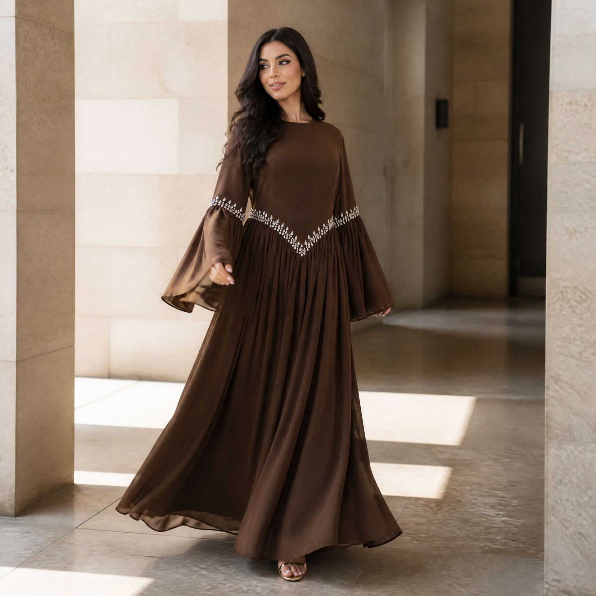 Robe d'Aïd Abaya pour femmes musulmanes, robes ornées de diamants, Jalabiya Abayas, Kaftan à lacets, Islam, Ramadan, Maroc, Dubaï, Vestidos, Robe longue arabe