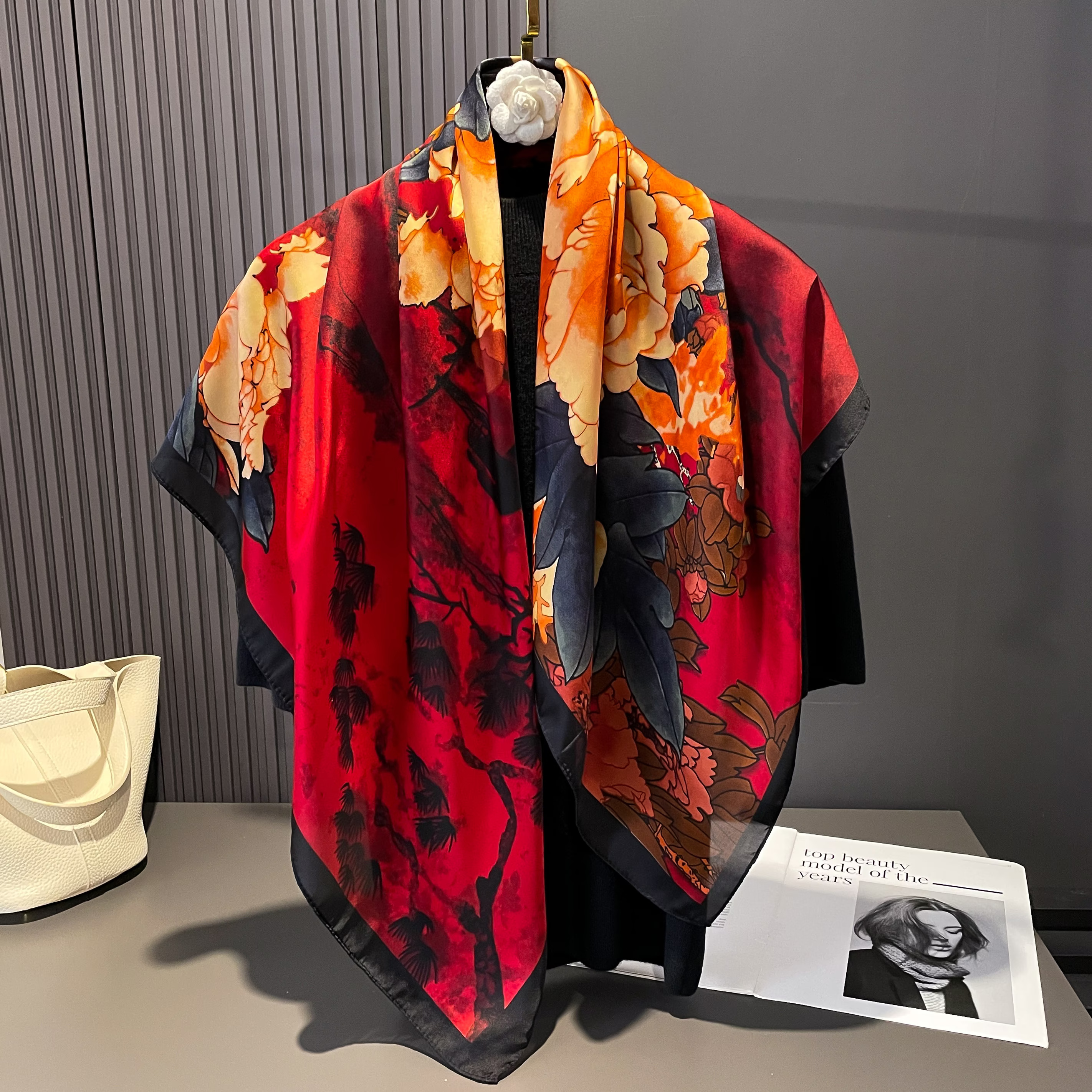 Foulards de tête imprimés pour femmes, Foulard quatre saisons carré en Satin pour dames, châles 90x90, Foulard en soie, Hijab musulman, dernière conception