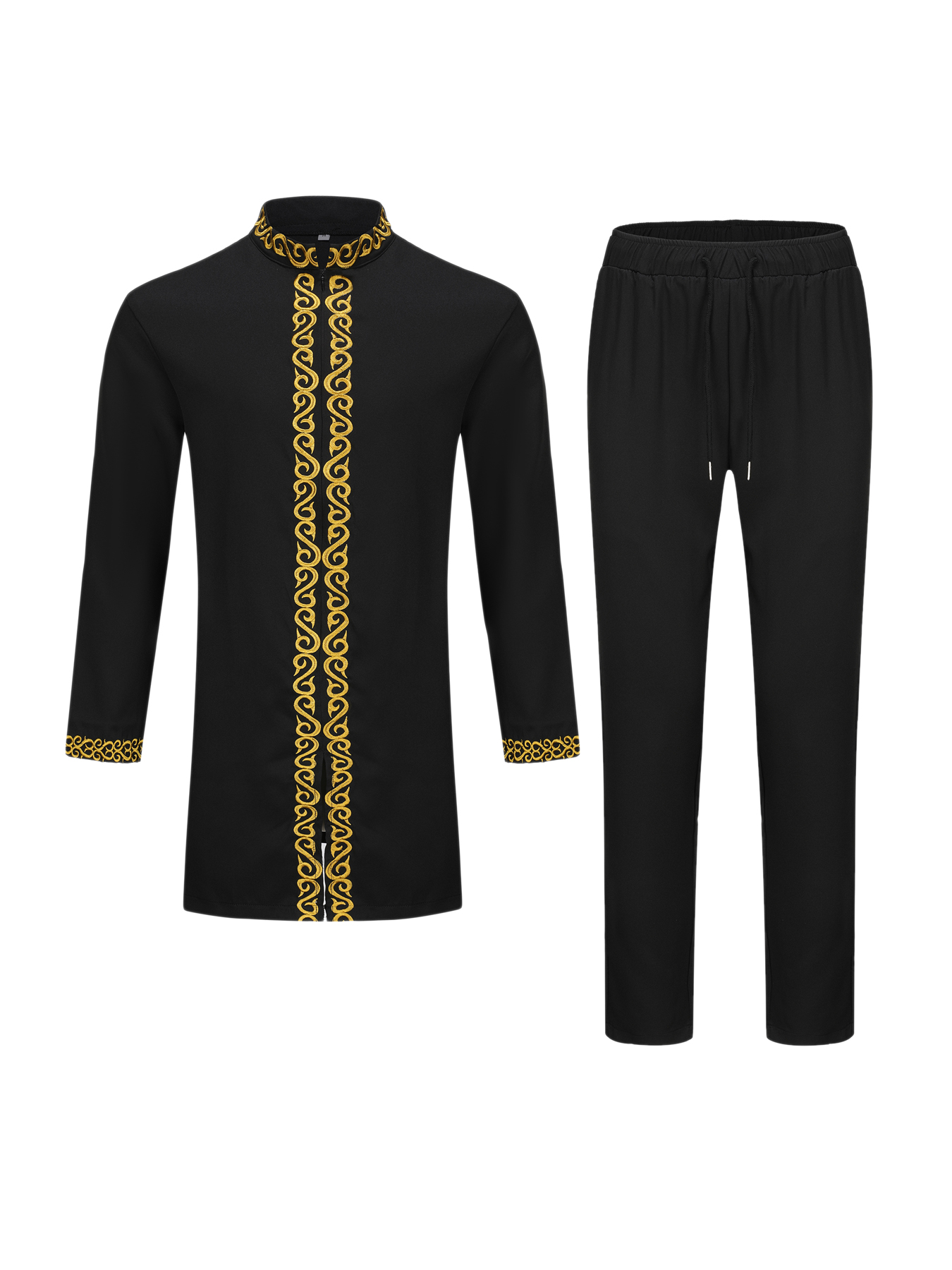 Caftan complet pour hommes, costume brodé à manches longues, Style ethnique africain, vêtements traditionnels pour hommes, costume de luxe 2 pièces