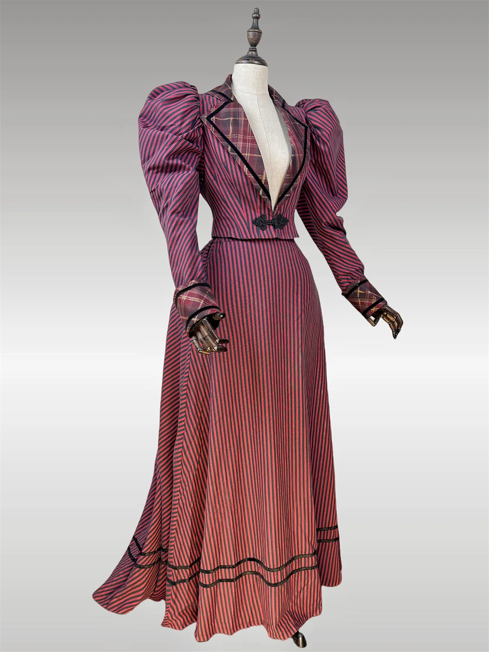 Costume Victorien Édouardien Vintage des années 1890-1900, Robe de Duchesse, Costume Downton Abbey, Ensemble 2 pièces (Veste et Jupe), Tenue de Bal ou de Cérémonie