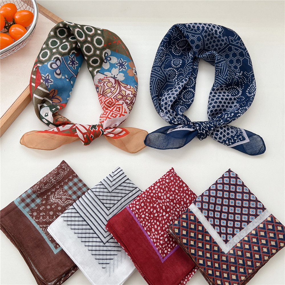 55cm dames mode doux coton carré écharpe bandeau foulard foulard enveloppement Turban Bandanas bandeau châle accessoires