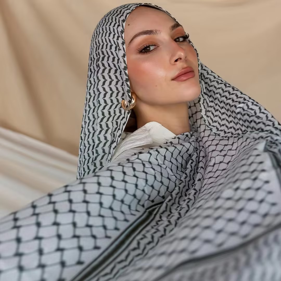 Écharpe Longue en Mousseline de Soie pour Femme Musulmane, Hijab, Islamique, Châle Imprimé Arabe, de Prière, Respirante, à Carreaux