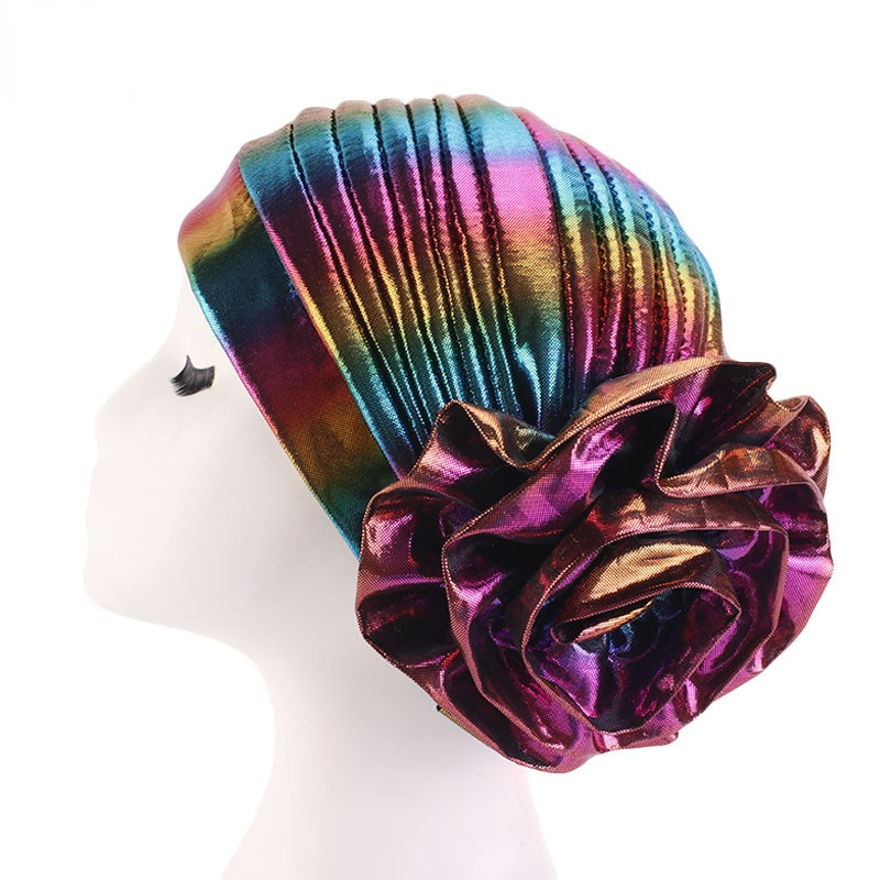 Casquette Hijab musulmane à grande fleur, chapeaux islamiques pour femmes, couvre-chef à fleurs Laser, couvre-chef ethnique, Turban pour dames, Bandana, nouvelle collection