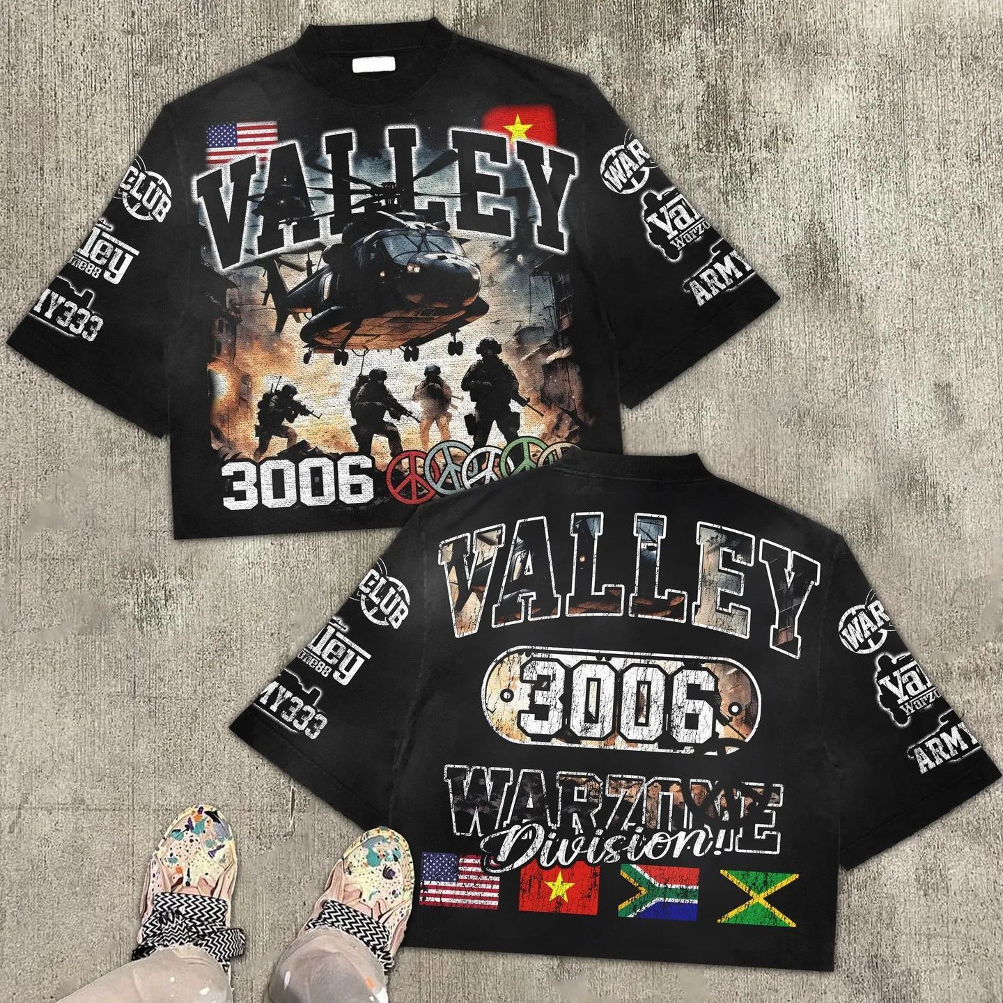 Hip Hop T-shirts rue américaine Hip Hop Goth haut été nouveau VALLEY T-shirt à manches courtes