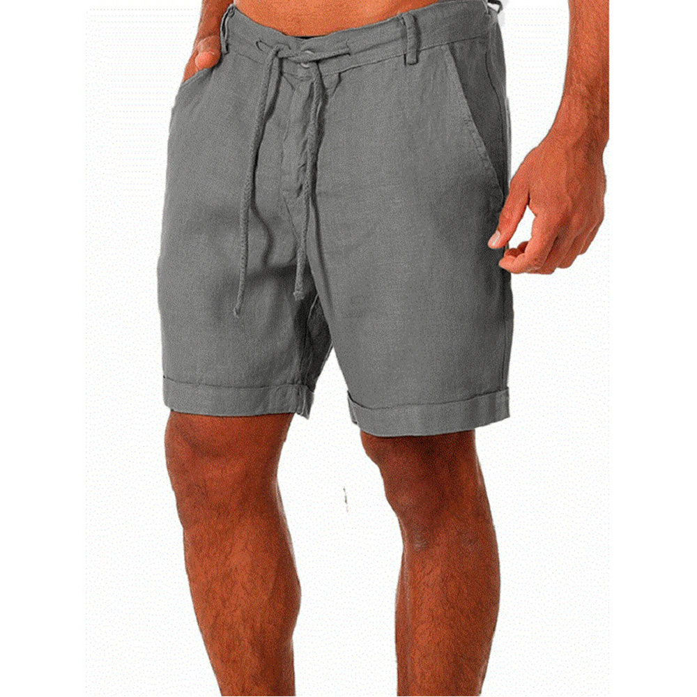 KB nouveaux hommes coton lin shorts pantalons mâle été respirant couleur unie lin pantalon Fitness Streetwear S-4XL