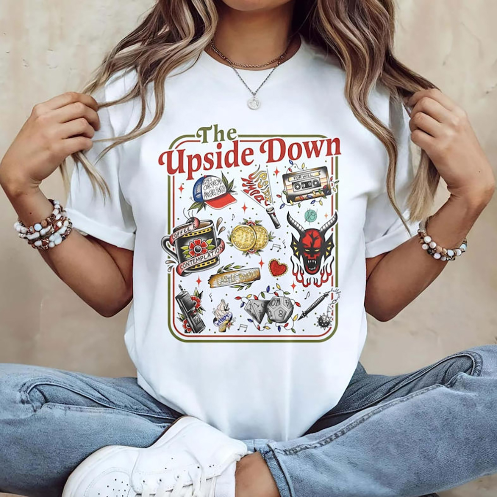 Le T-shirt à l'envers drôle femmes hommes Hawkins Clipart graphique T-shirt étranger ST5 inspiré Demogorgon chemises à la mode gothique hauts
