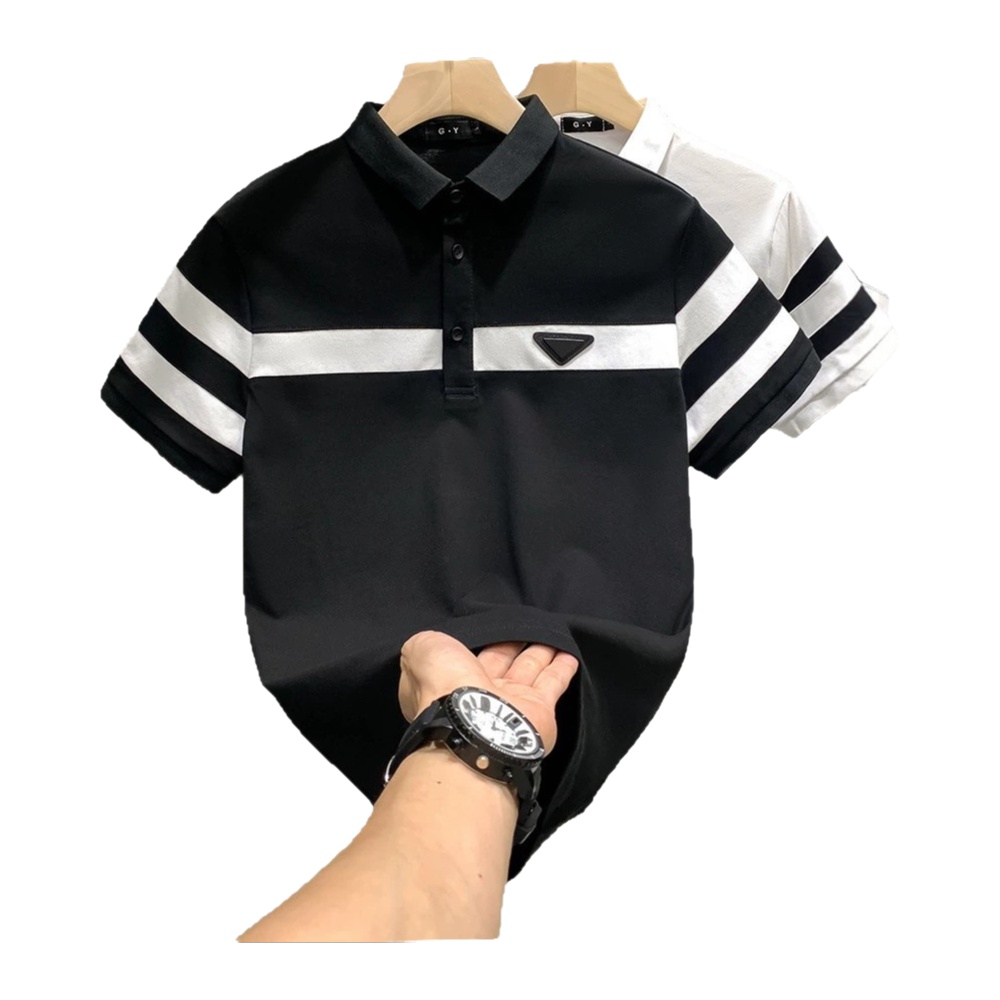 Polo brodé pour homme, coupe slim décontractée, manches courtes, nouveau style chinois, motif fleur de prunier, nouvelle collection été