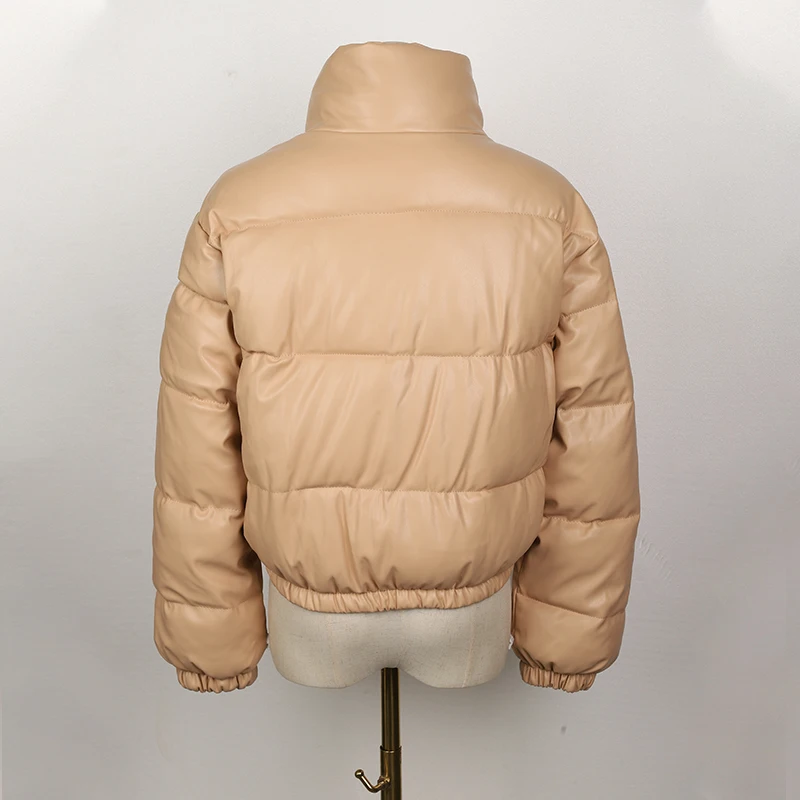 Parka d'hiver manteau femme veste épaisse chaude femmes mode noir PU cuir manteaux femmes élégant fermeture éclair Faux cuir vestes hauts