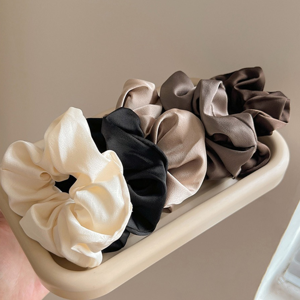 Chouchous de luxe en Satin, 5 pièces, tons de soie douce, comme des attaches pour cheveux, parfaits et élégants, Styles quotidiens, Look minimaliste, accessoires pour cheveux chics