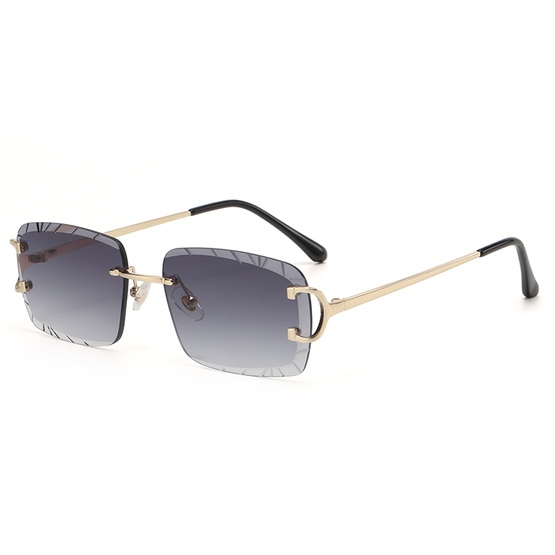 Lunettes carrées sans monture, tendance, métal haut de gamme, lunettes de soleil pour hommes et femmes, lunettes de soleil street style