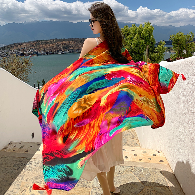 Mode femmes plage écharpe bohême fleur été Hijab châles et enveloppes femme Foulard Echarpe concepteur Pashmina Bandana 2023