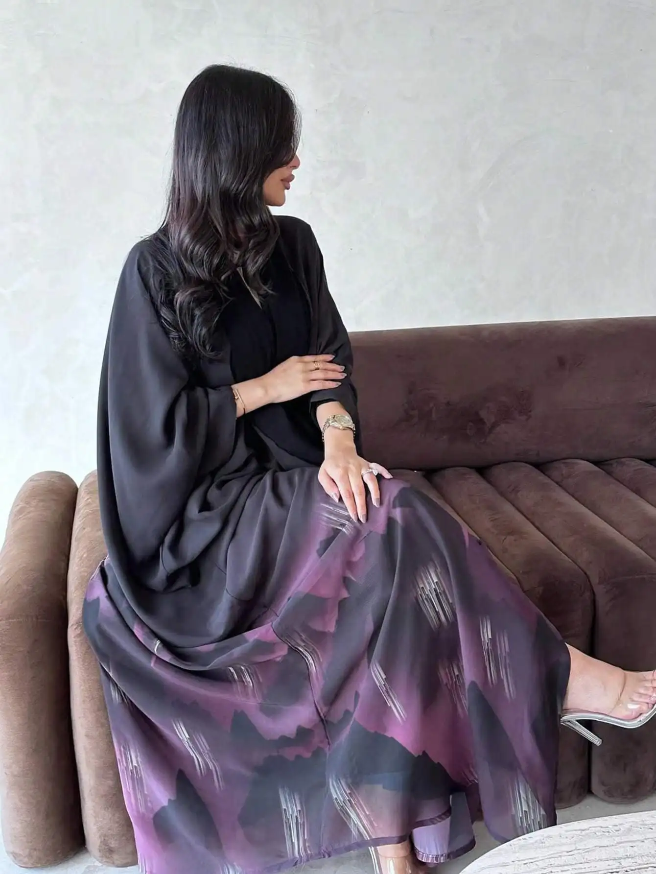 Femmes lâche cravate colorant Abaya manches longues ouvert devant Abayas élégant caftan arabe Maxi robes moyen-orient Jilbabs sans hajib