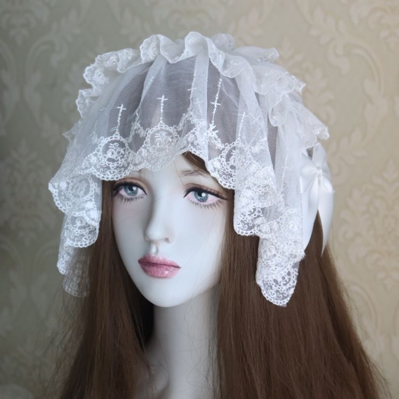 Serre-tête Voile Gothique Lolita, Accessoire Cheveux Femme, Nœud Élégant Vintage, Mode Quotidienne Lolita, Coiffe de Soubrette Cosplay