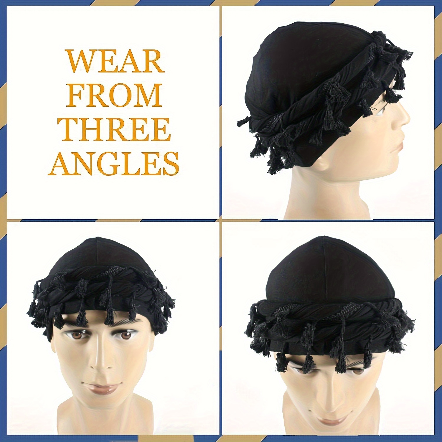 Vintage Twist Turban Head Wraps pour hommes Stretch Modal et Satin Turban écharpe cravate pour cheveux fermeture à cordon et lavage en machine