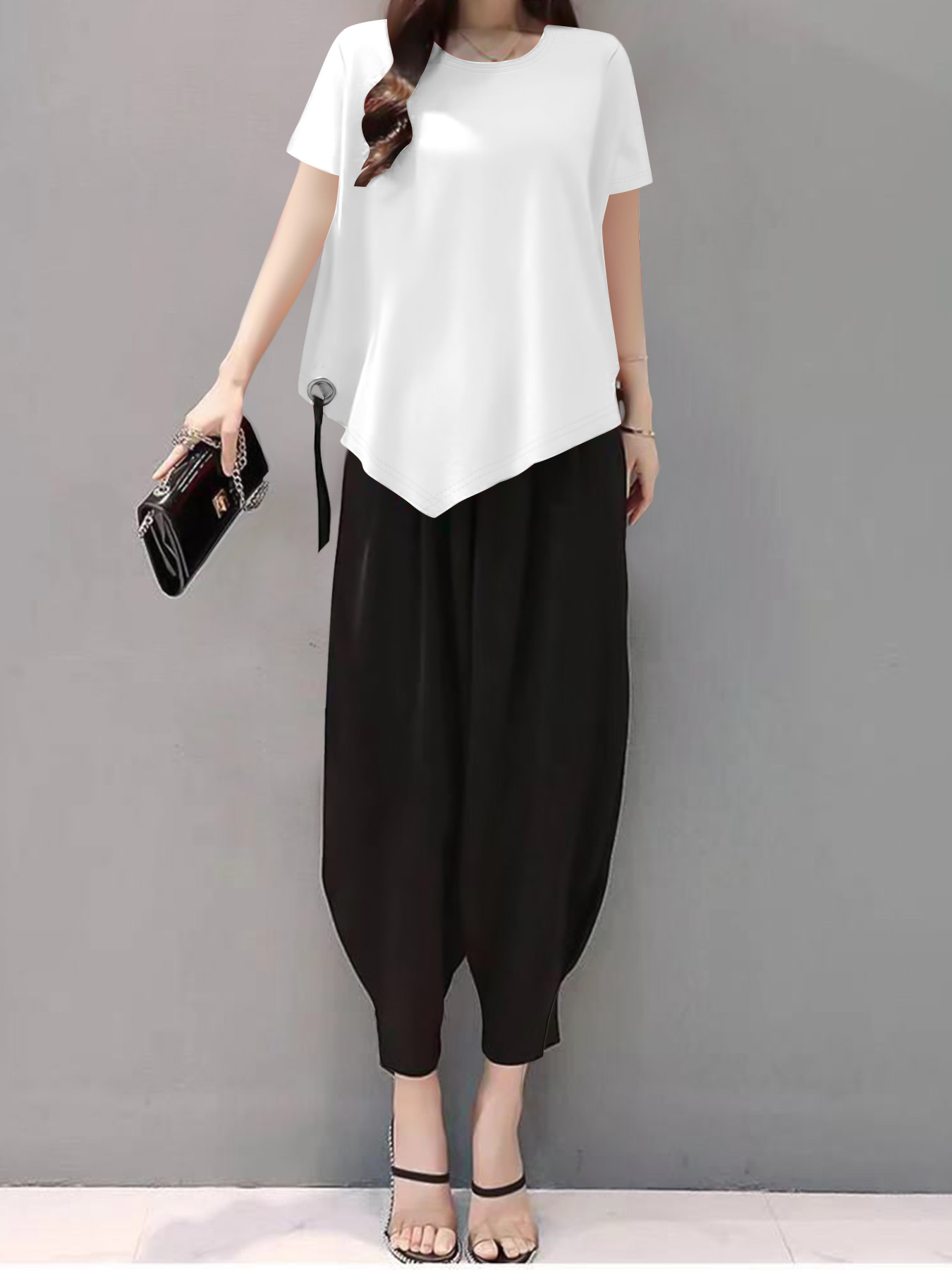 Ensemble deux pièces pour femmes, hauts amples confortables, pantalons tendance