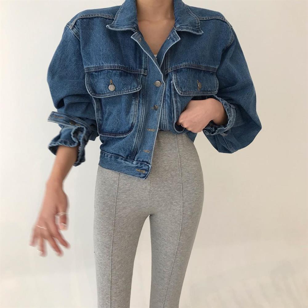 Manteaux vestes femmes haut 2022 Sexy manches longues bouffantes Y2k vêtements recadrée veste Streetwear femmes chemise en jean