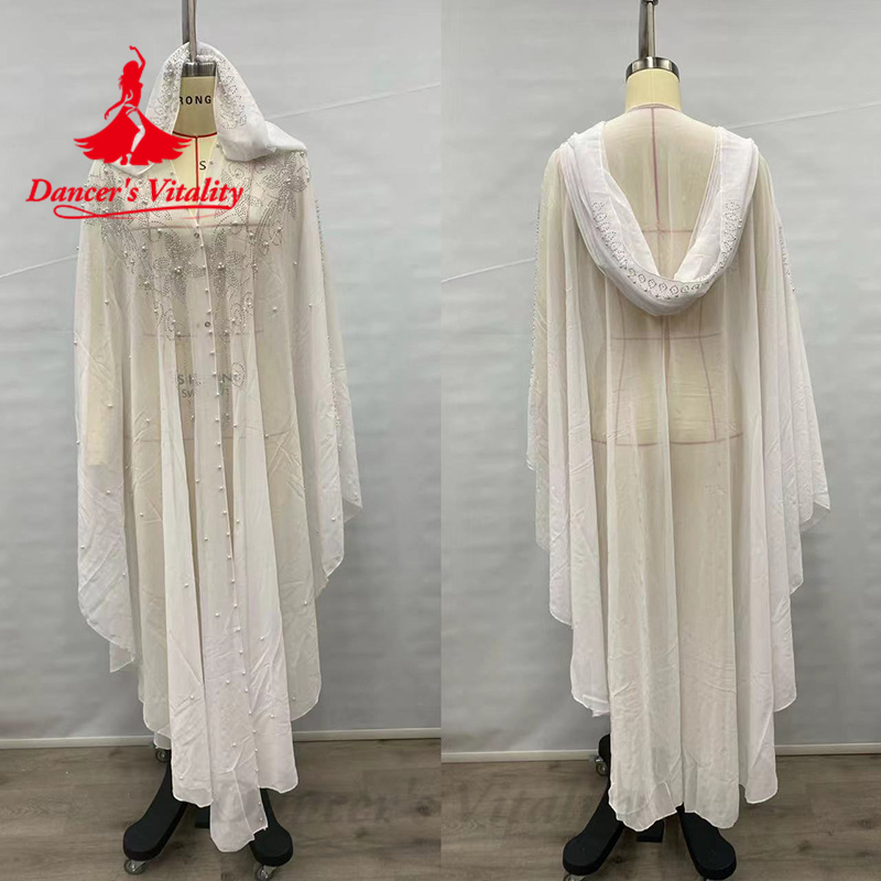 Robes de spectacle de danse du ventre pour femmes adultes, Robe en mousseline de soie avec perles exquises, Costume d'attente pour concours de danse orientale