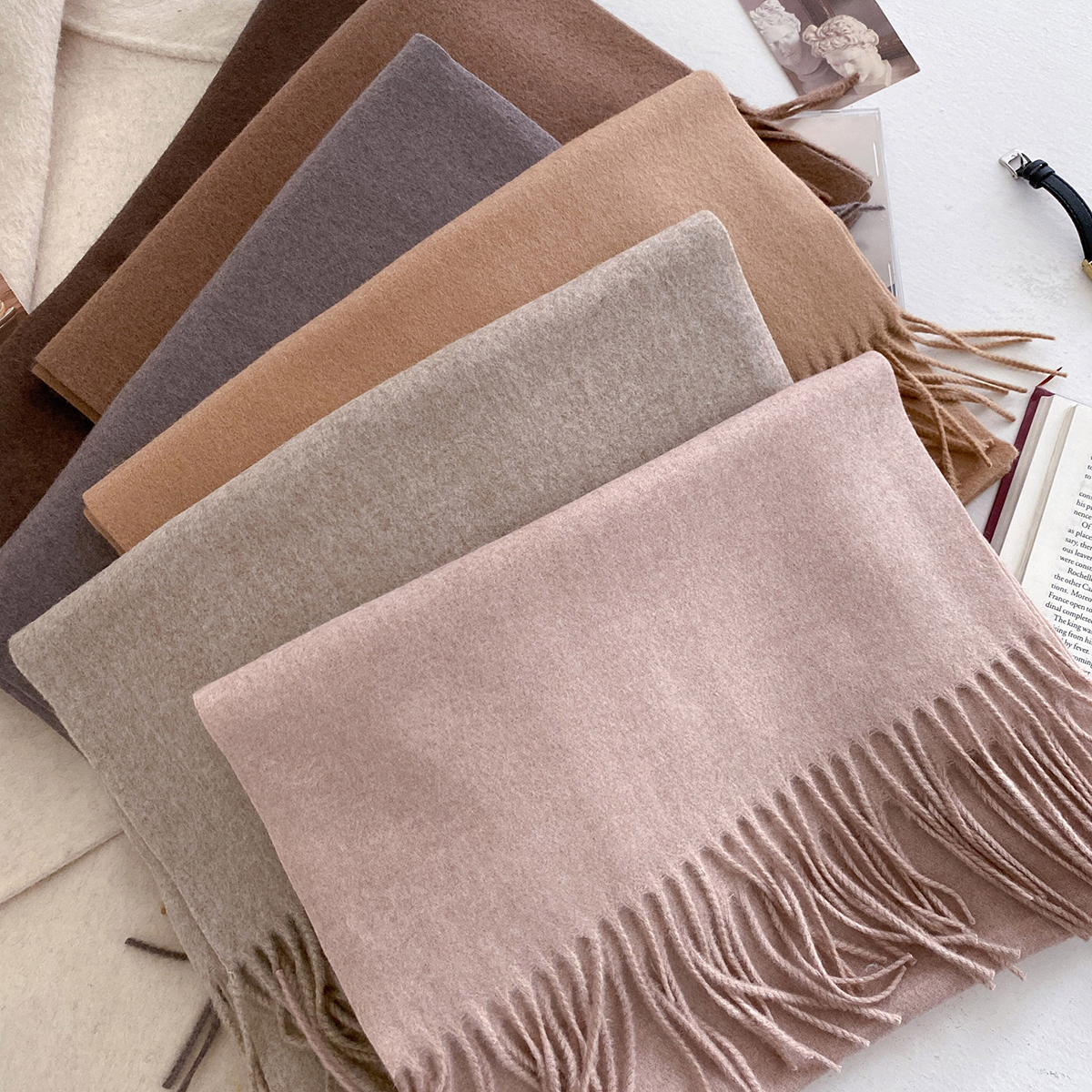 30*180 cm laine écharpe femmes de luxe couleur unie hiver chaud mode foulards gland châles Pashmina dame doux enveloppes