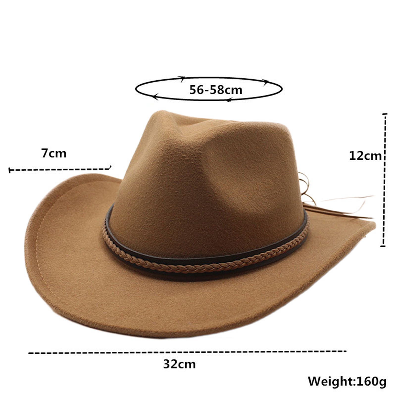 Chapeaux de cowboy rétro classiques pour femmes et hommes, chapeaux en feutre à large bord avec bande décorative