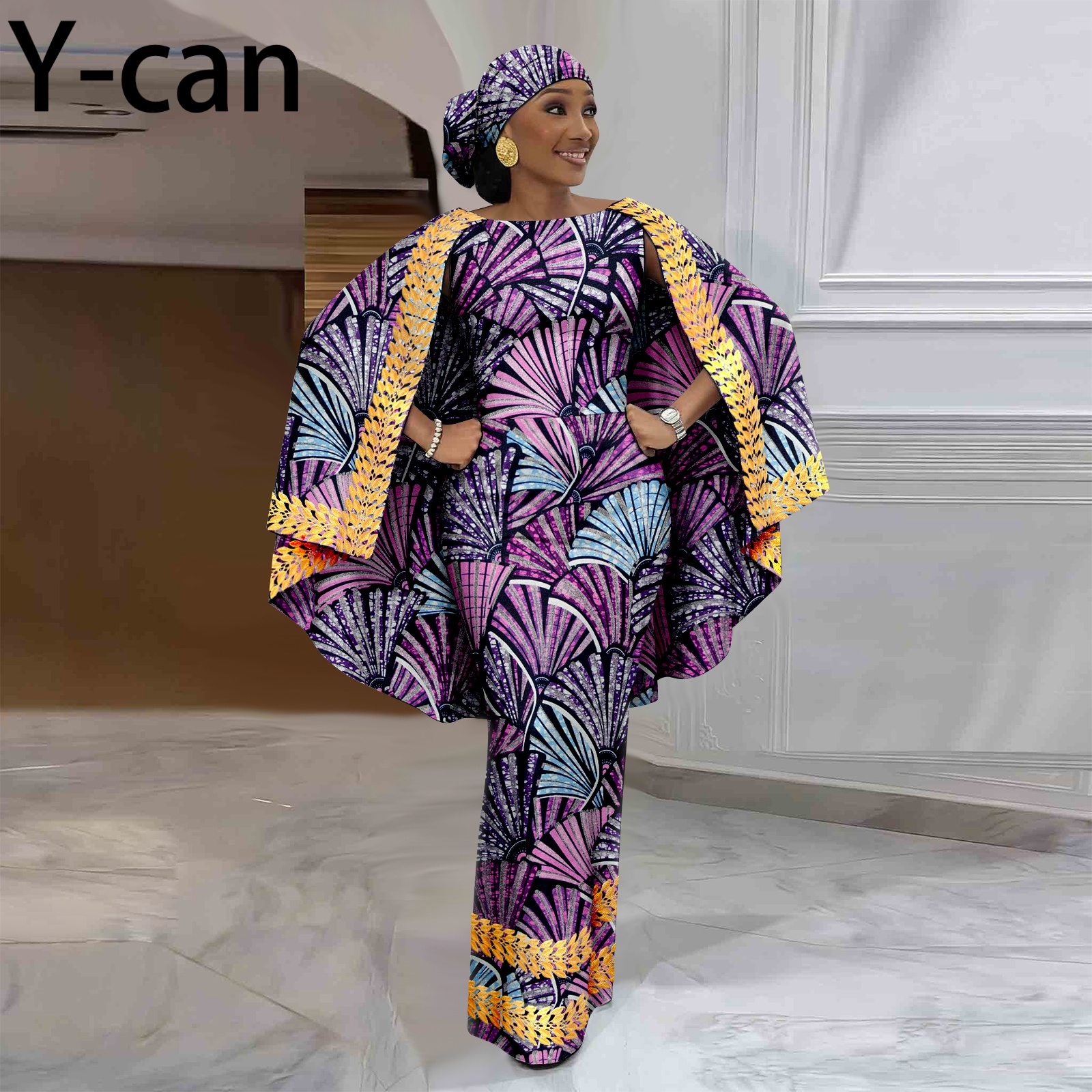 Robe de soirée africaine de luxe pour femme avec cape assortie, robe sans manches ajustée, élégante, en Bazin Riche, pour mariée, mariage 2625022