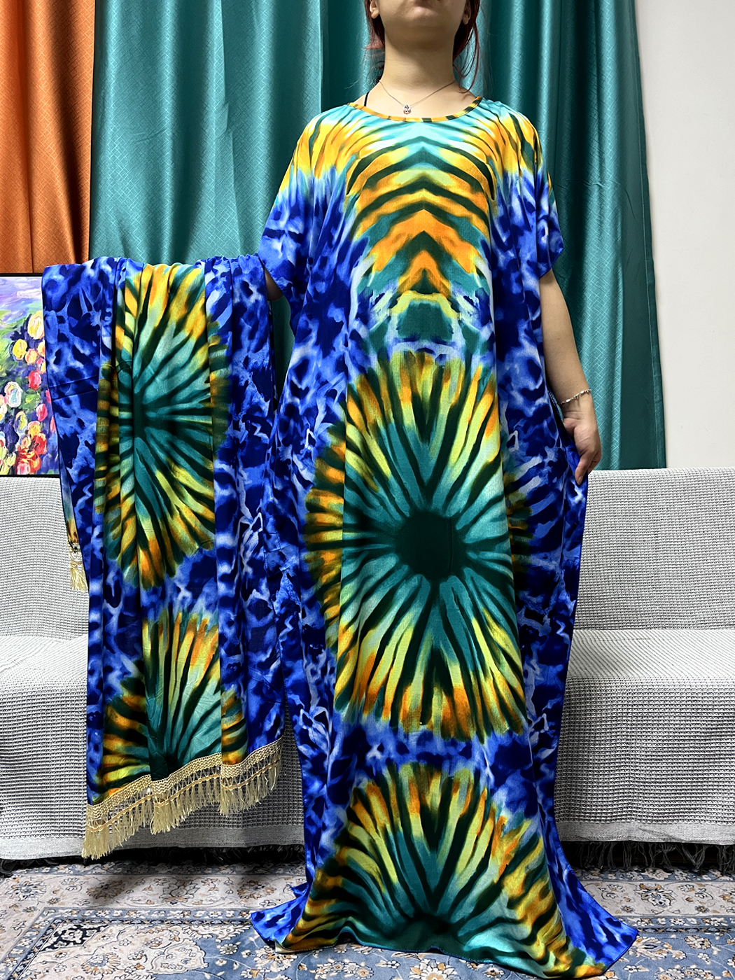Abayas-Robe de prière en coton fleuri pour femmes, vêtement de Dubaï, robes caftan marocaines avec écharpe, Afrique, Turquie, Islam