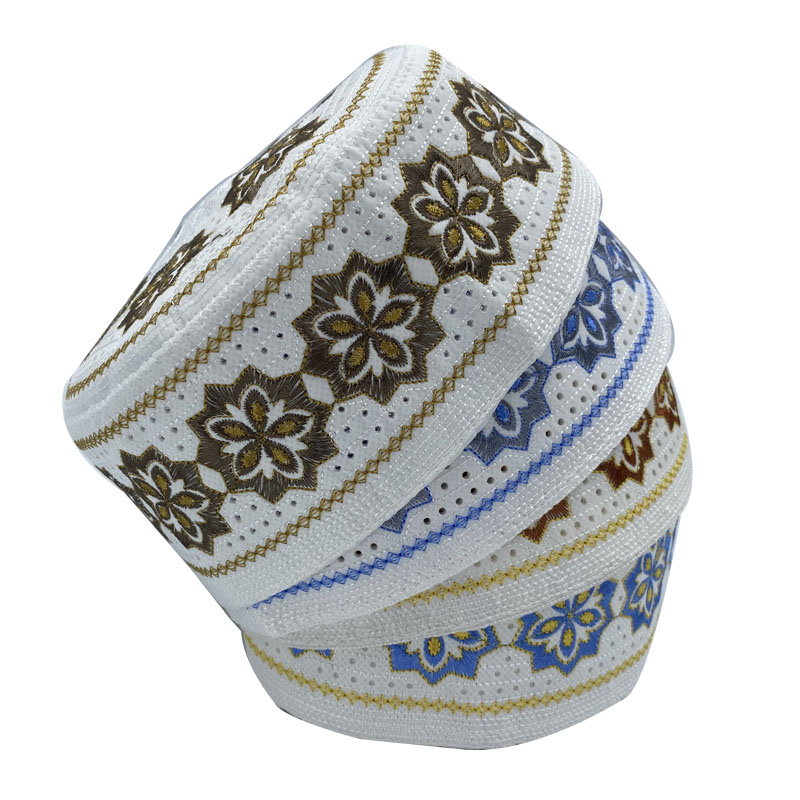 Chapeaux de prière musulmans pour hommes, couvre-chef respirant, Kufi, casquette de crâne islamique, cadeau du Ramadan Eid, chapeau brodé, nouvelle collection 2023