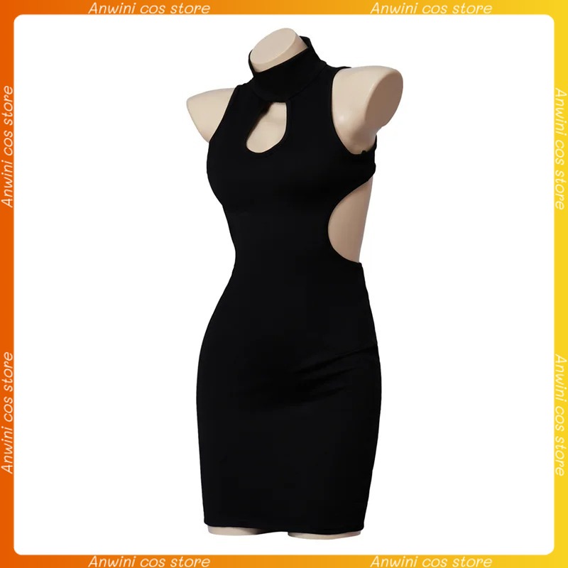 Costume de cosplay Euphoria Maddy Perez, vêtements moulants noirs à découpes, tenues de jeu de rôle pour carnaval, robes de soirée pour femmes