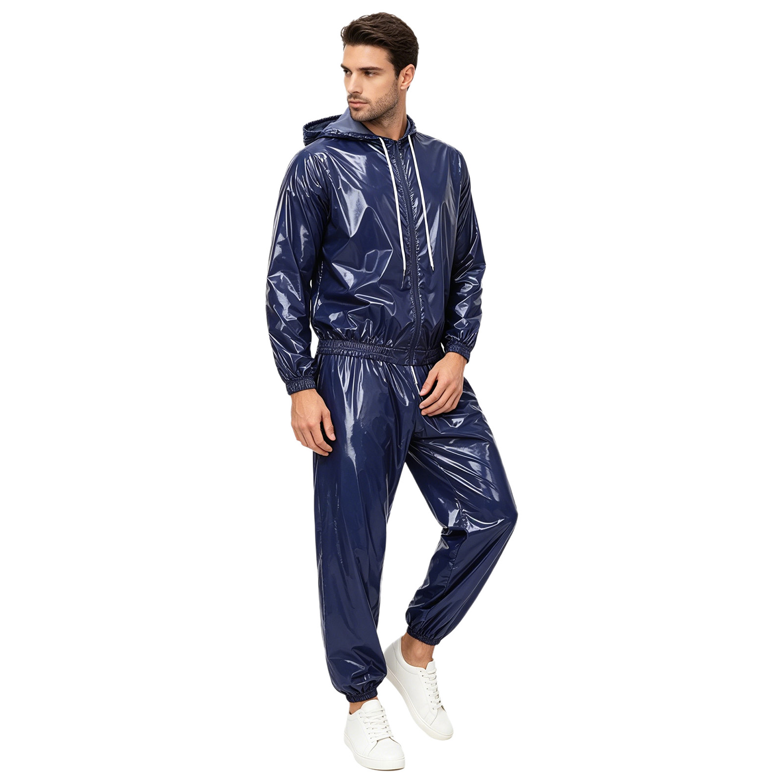 Ensemble imperméable pour hommes, coupe-vent, combinaison de sauna, veste avec pantalon pour la danse hip-hop, le sport, le cyclisme, la natation et les tenues de club