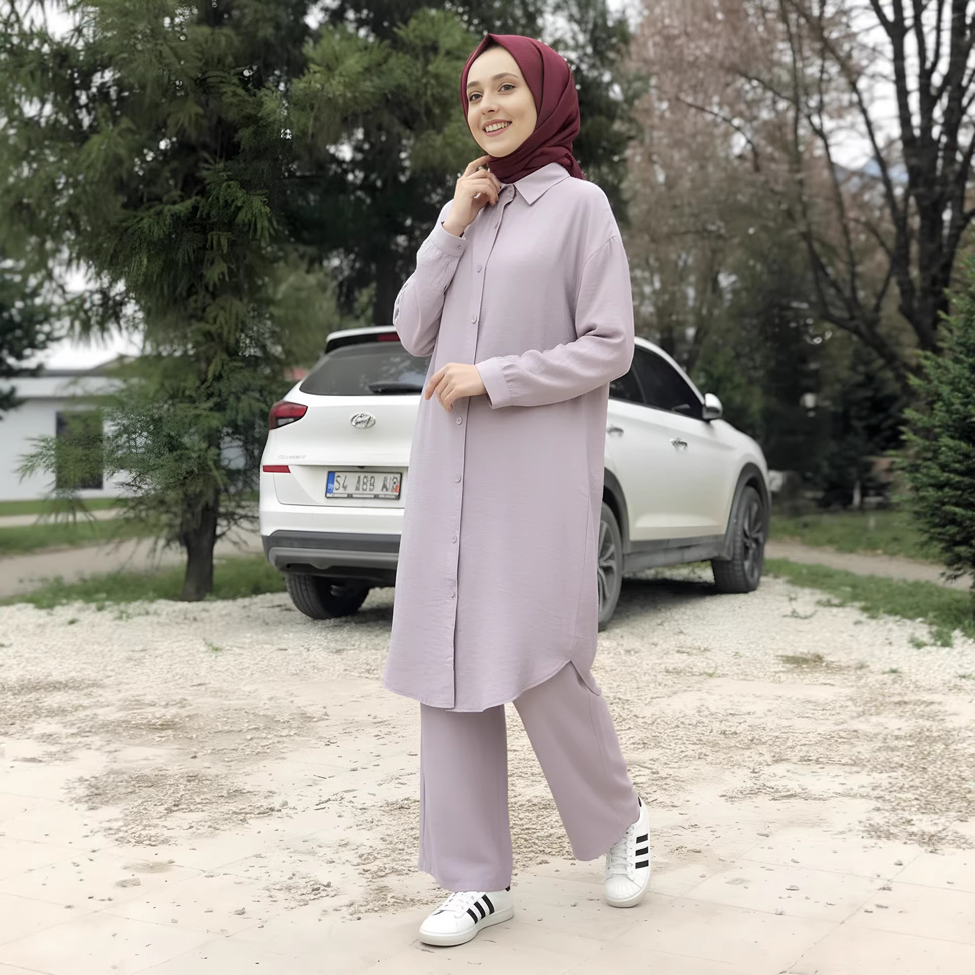 Printemps tenue musulmane ensemble turquie dubaï Abaya femmes à manches longues chemise pantalons décontractés costume modeste vêtements islamiques Ensembles Femme
