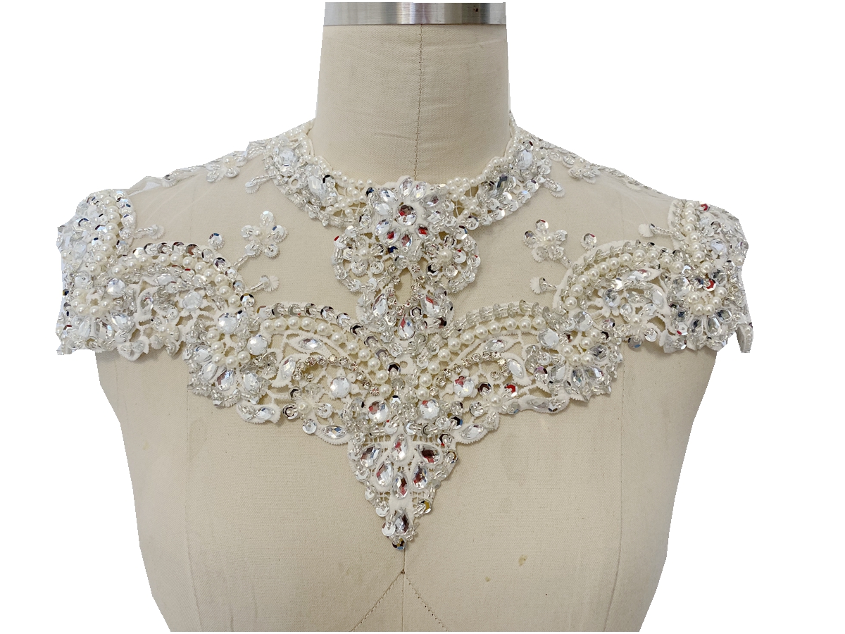 Magnifique ensemble d'appliques en dentelle de diamant robuste, 11 couleurs, différentes couleurs, pour décoration de décolleté de robe arabe musulmane