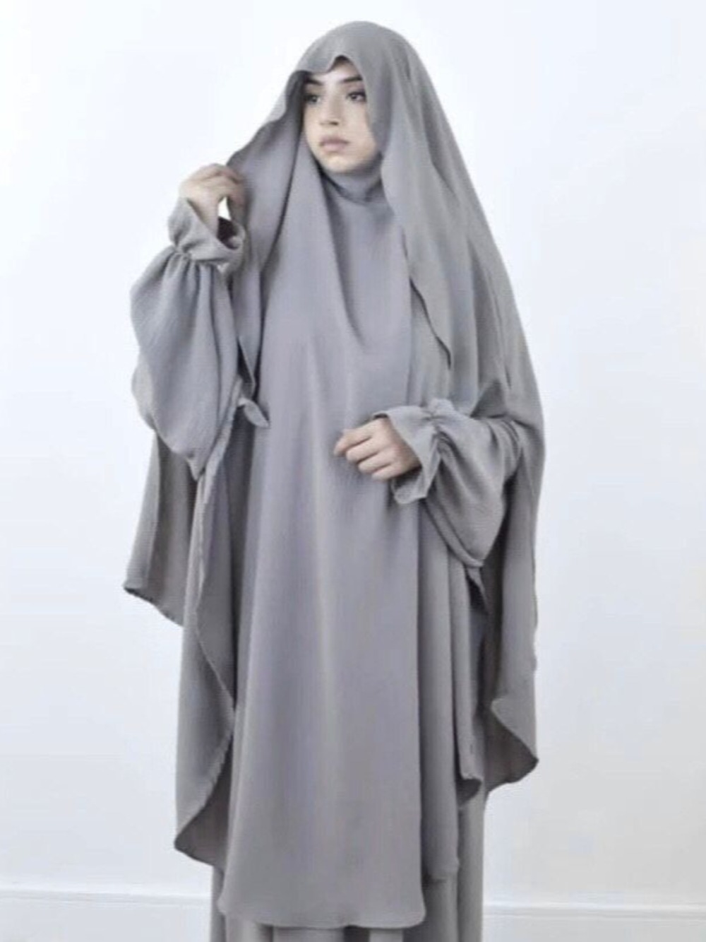 Eid femmes prière vêtement 2 pièces ensemble robe longue Khimar Abaya Ramadan musulman robes Largos robes de soirée Nipab foulard Jilbab