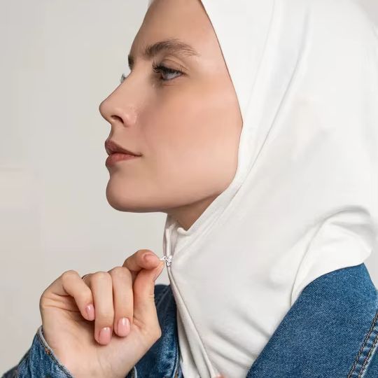 Bonnet Hijab Instantané en Modal avec Fermeture Éclair, Doublure Intérieure Douce, Bonnet Turban Musulman Tendance avec Col, Foulard de Tête pour Femme, Islam Ramadan